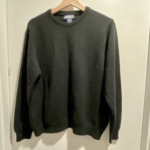 (2) - Lands'End Black 💯Merino Wool Crewneck Made in Scotland Sweater L 1…